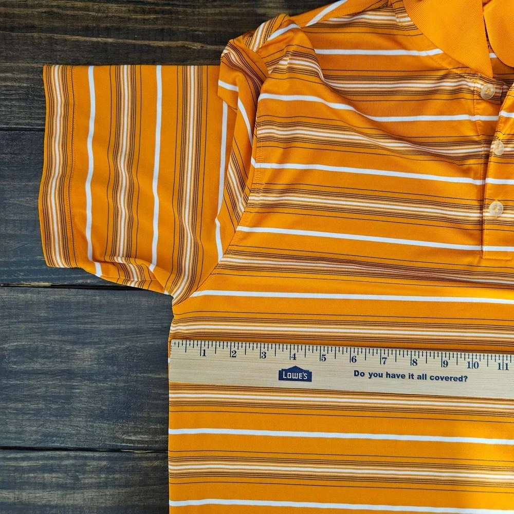 Nike Golf Men's Polo Shirt Orange Striped Dri-Fit Size XL